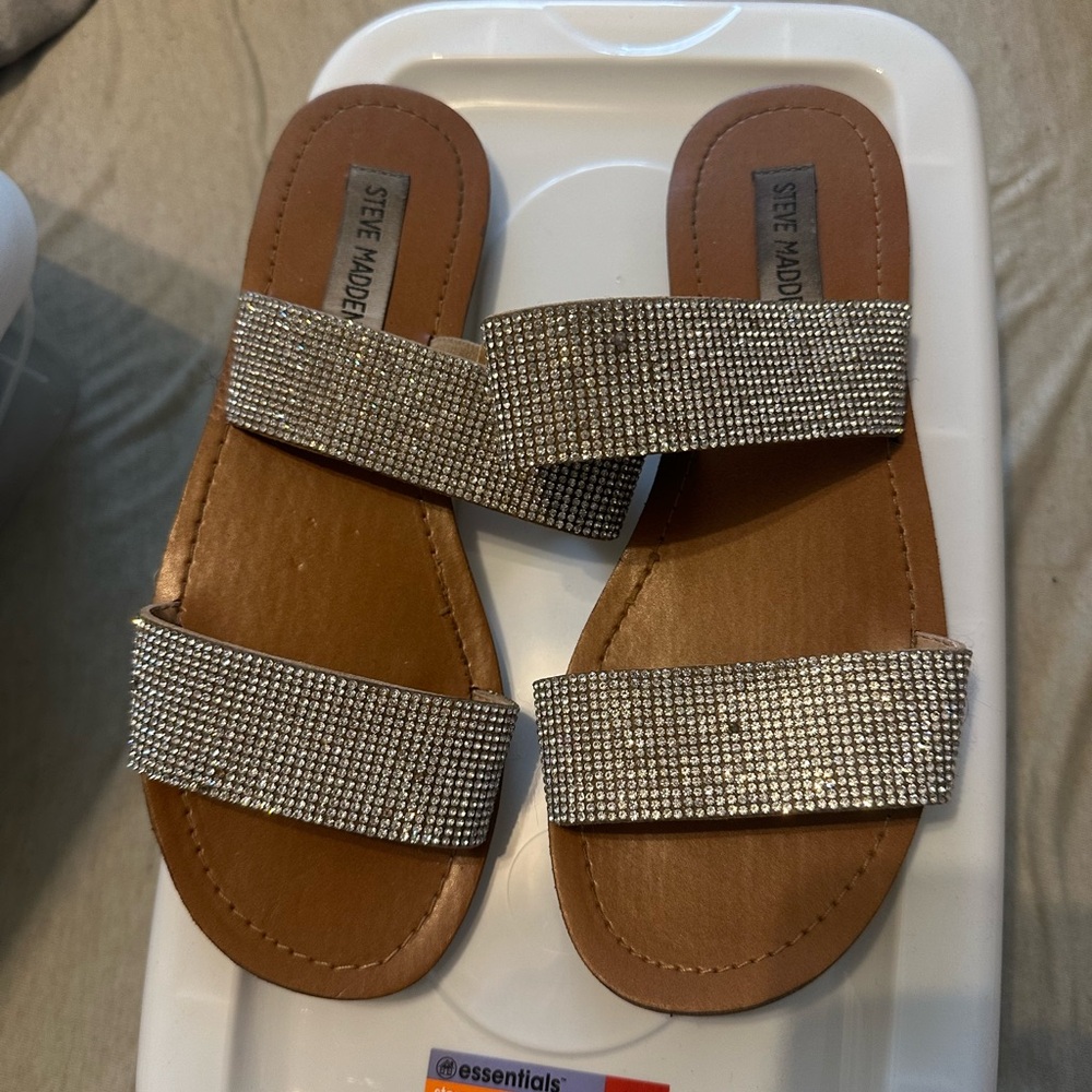 Women's Rhinestone Slide Sandals - Picture 2 of 2